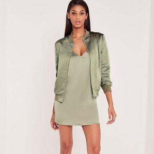 MissGuided x Carli Bybel Mint Silk Slip Dress
